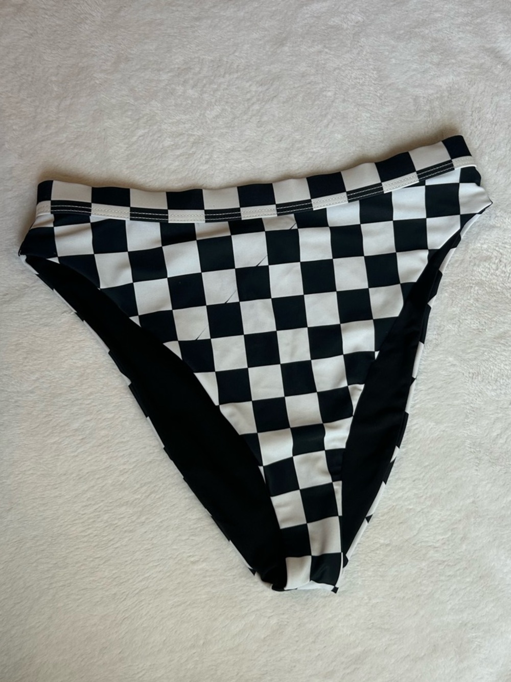 iheartraves Black White Checker High-Cut Bikini Bottom Great For Raves Festivals